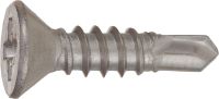 INOX Flat head self-drilling sheet metal screw for PCV installation on steel profiles