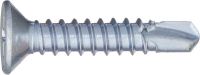 Flat head self-drilling sheet metal screw for PCV installation on steel profiles